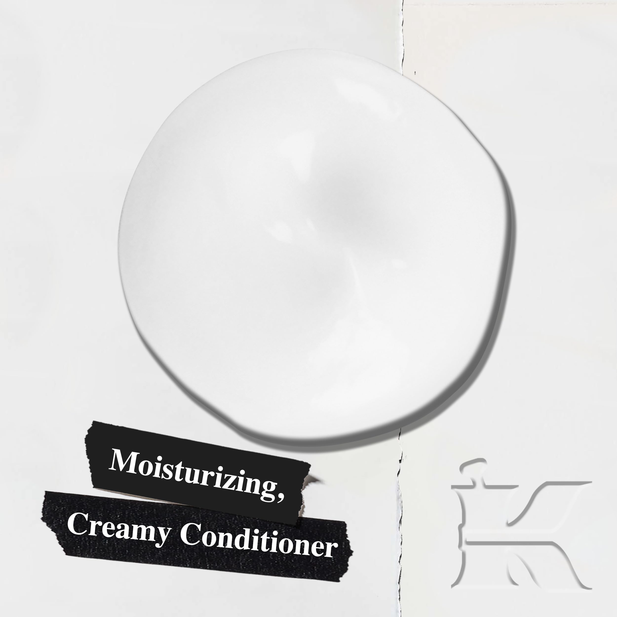 Kiehl's conditioner texture close-up highlighting creamy spreadability and easy application