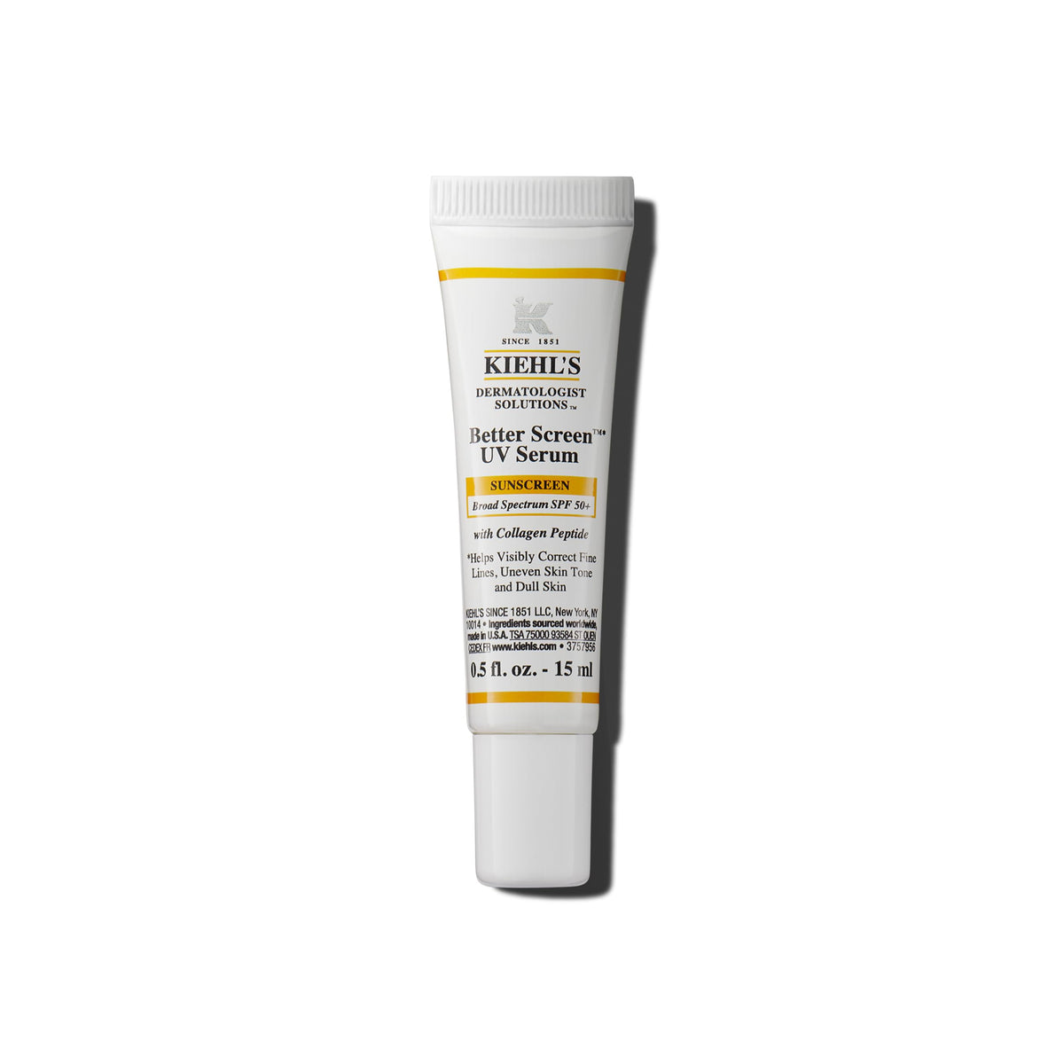 Kiehl's front tube image showing SPF 50+ and compact travel benefit