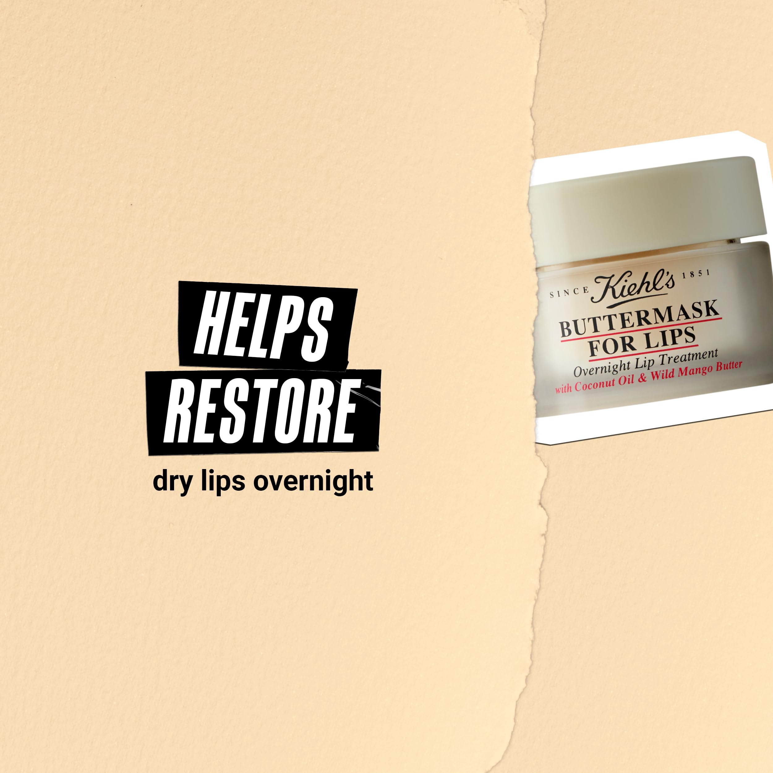 Kiehl's Buttermask on a nightstand as overnight lip treatment visual