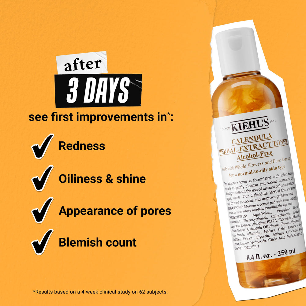 Kiehl's toner on bathroom shelf in routine setting showing calming daily use benefit