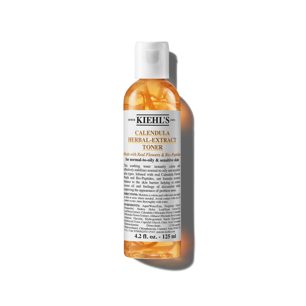 Kiehl's front bottle shot showing product and clear formula benefit