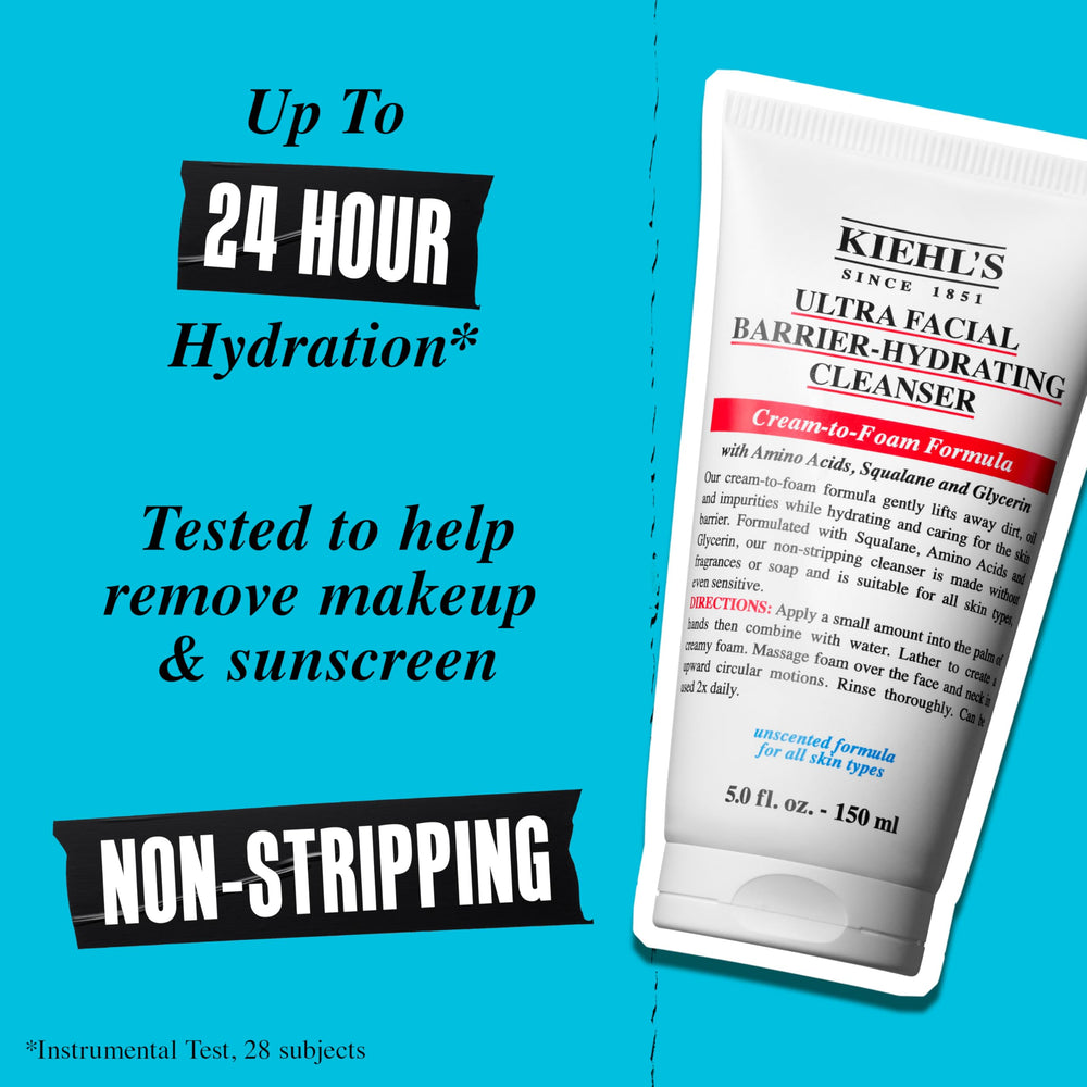 Kiehl's cleanser being dispensed from a pump for easy controlled use