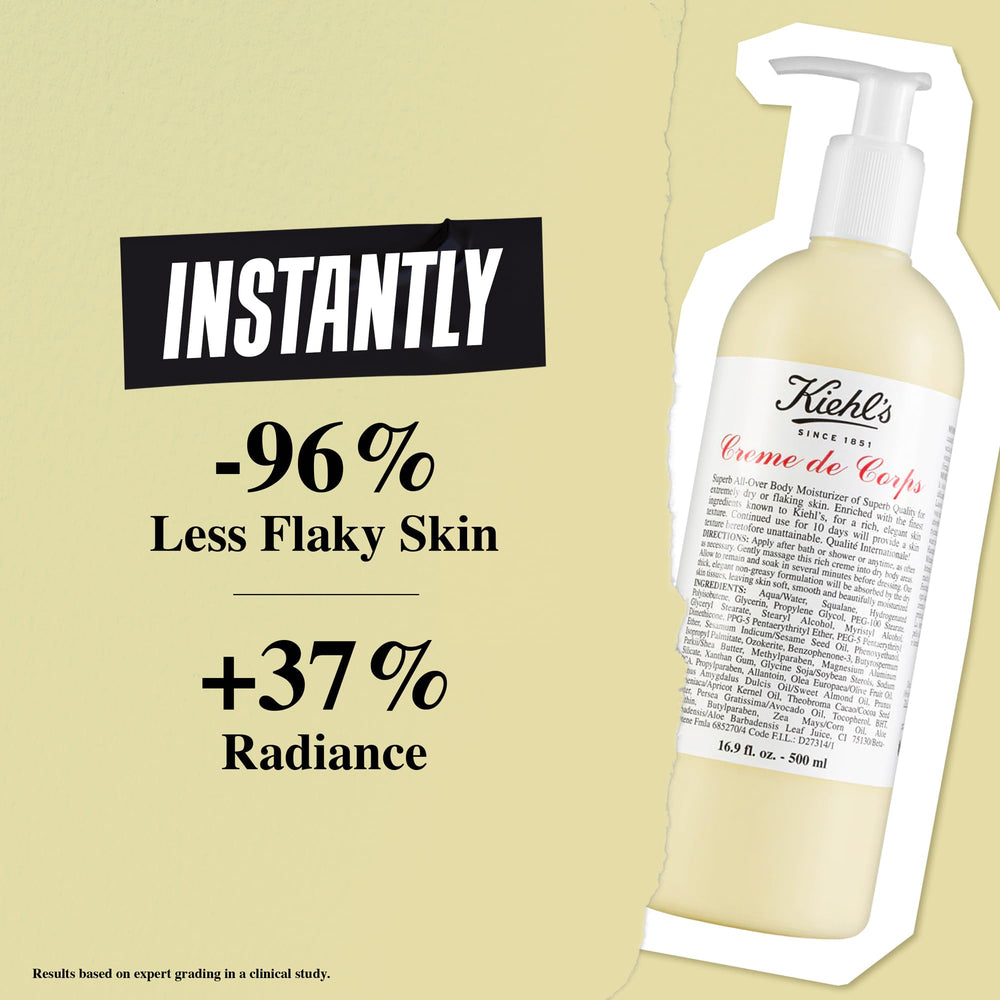 Kiehl's Creme de Corps being applied to forearm for instant hydration benefit