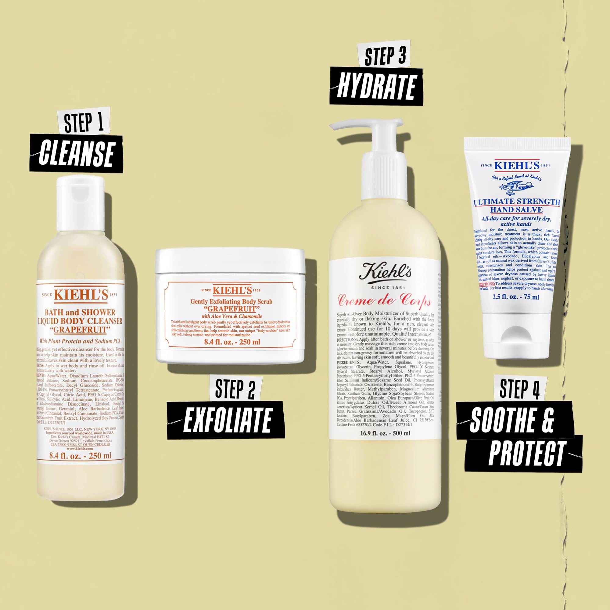 Kiehl's Creme de Corps smoothing over dry skin showing softer skin result