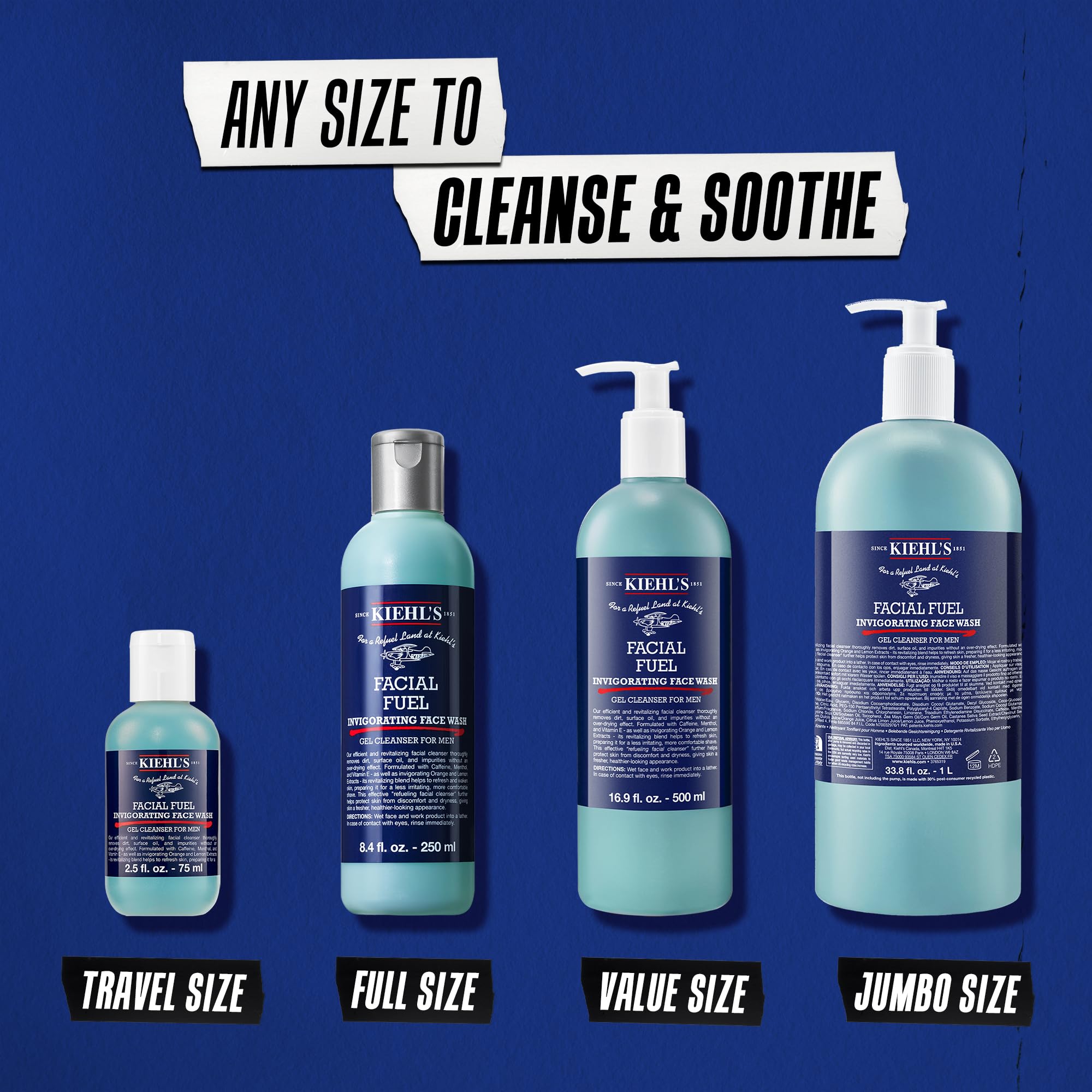 Kiehl's bottle on bathroom shelf staged to show lifestyle and daily convenience
