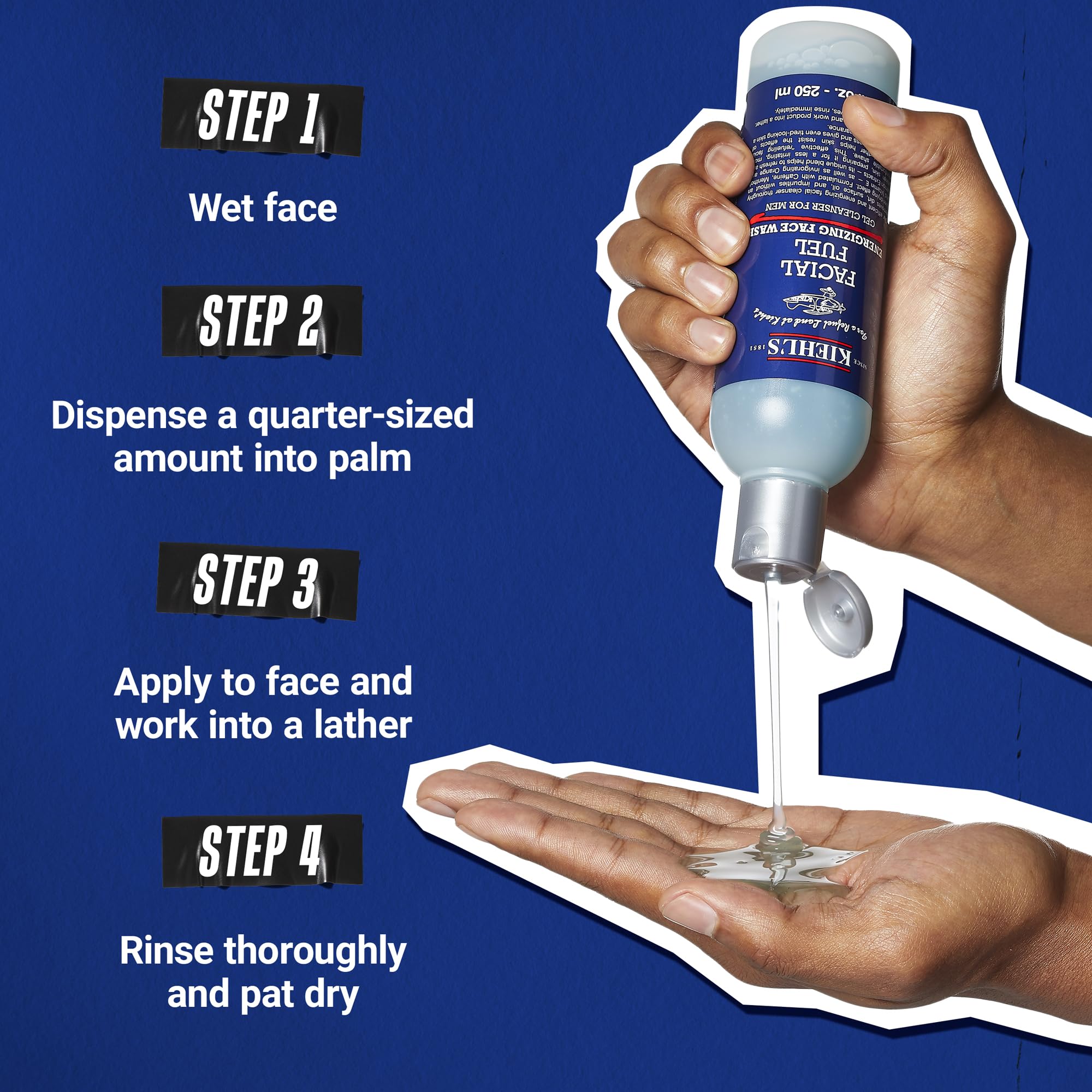 Man using Kiehl's face wash in morning routine for an energizing fresh start