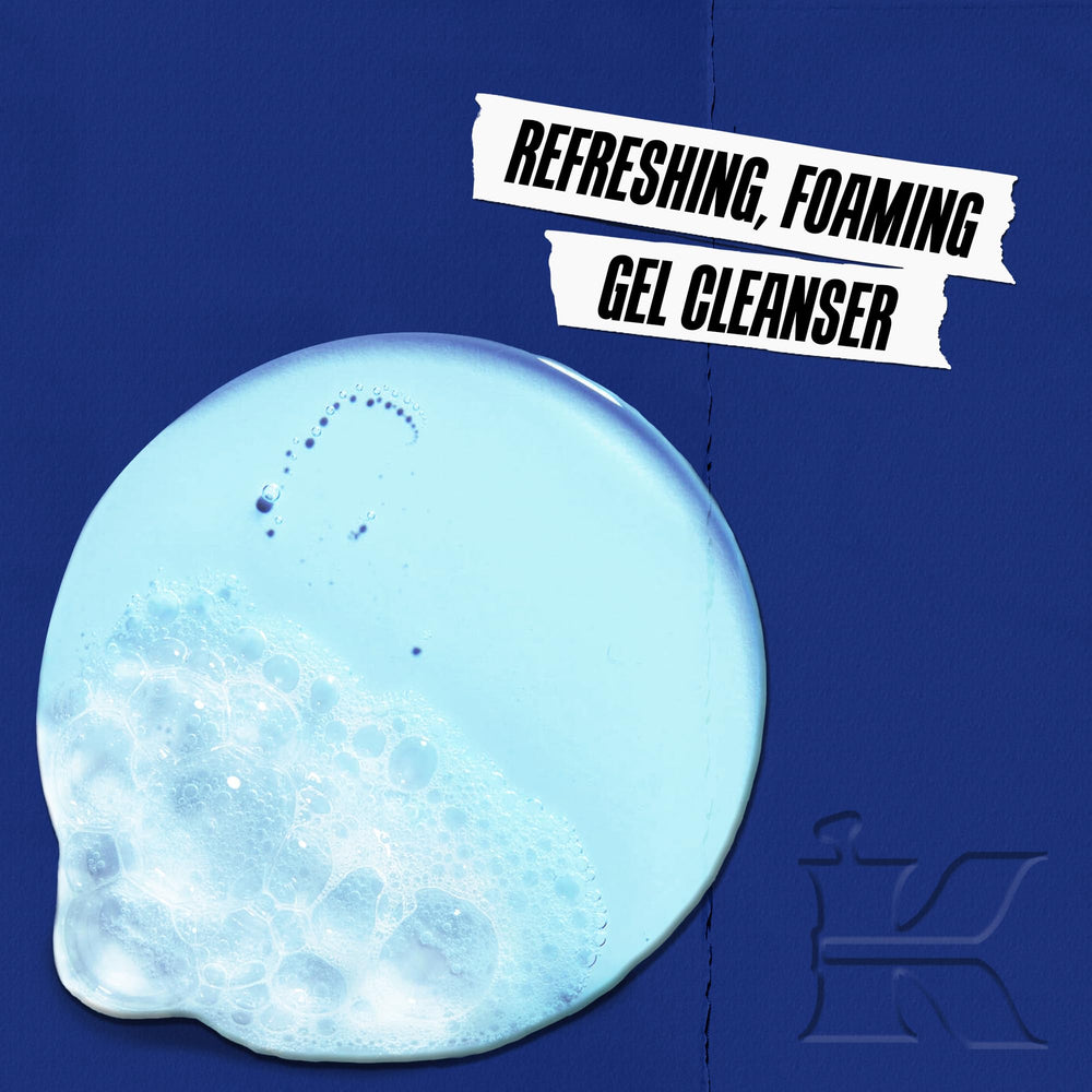 Kiehl's dispensing gel into hand to show foaming action and easy application