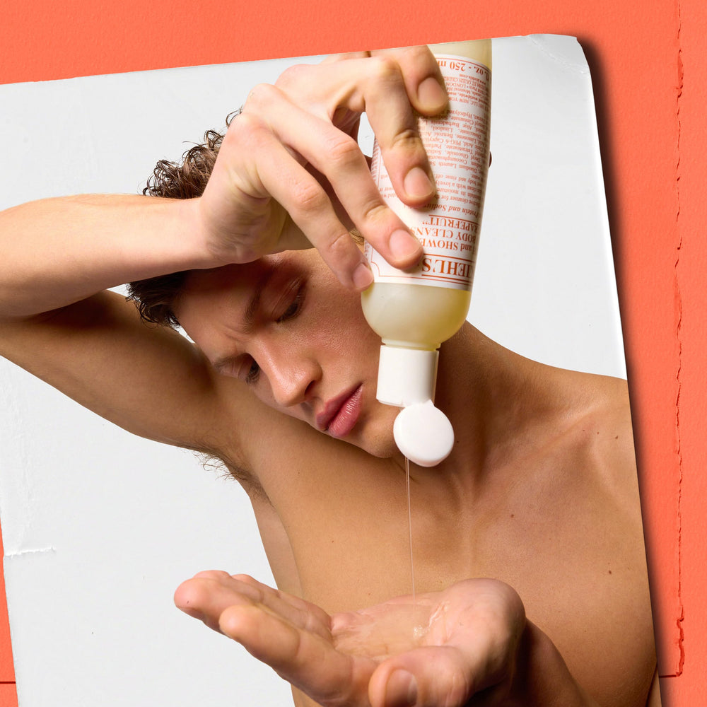 Kiehl's bottle in shower setting suggesting refreshing citrus boost benefit