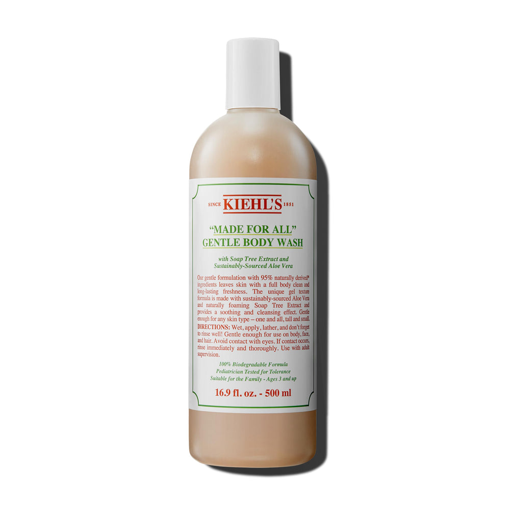 Kiehl's front packaging of the 16.9 fl oz gentle shower gel showing product benefit