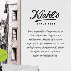 Kiehl's bottle beside towel showing size and travel-friendly 8.4 fl oz convenience