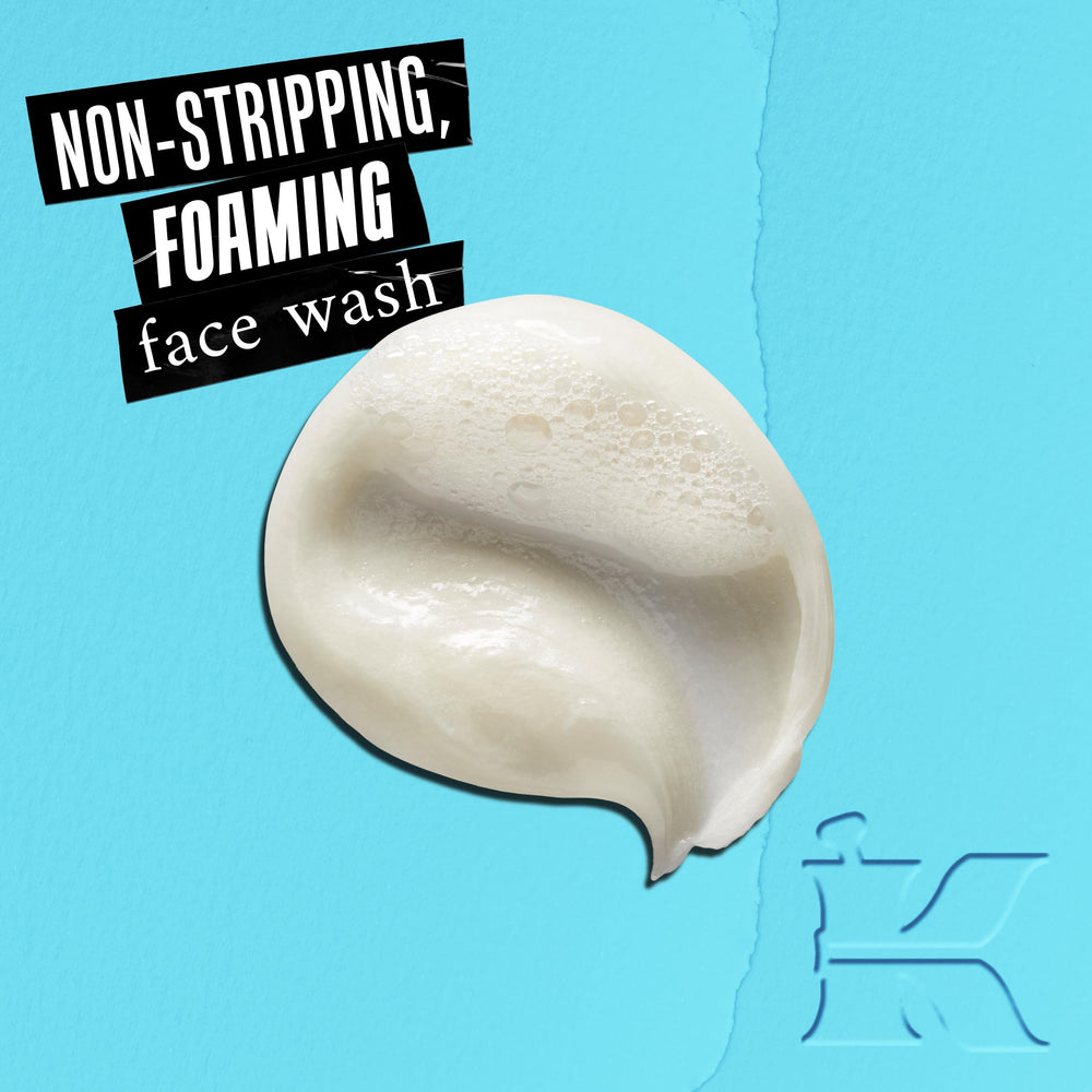 Kiehl's foamy texture close-up demonstrating light foam and gentle cleansing action