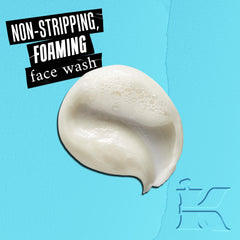 Kiehl's foamy texture close-up demonstrating light foam and gentle cleansing action