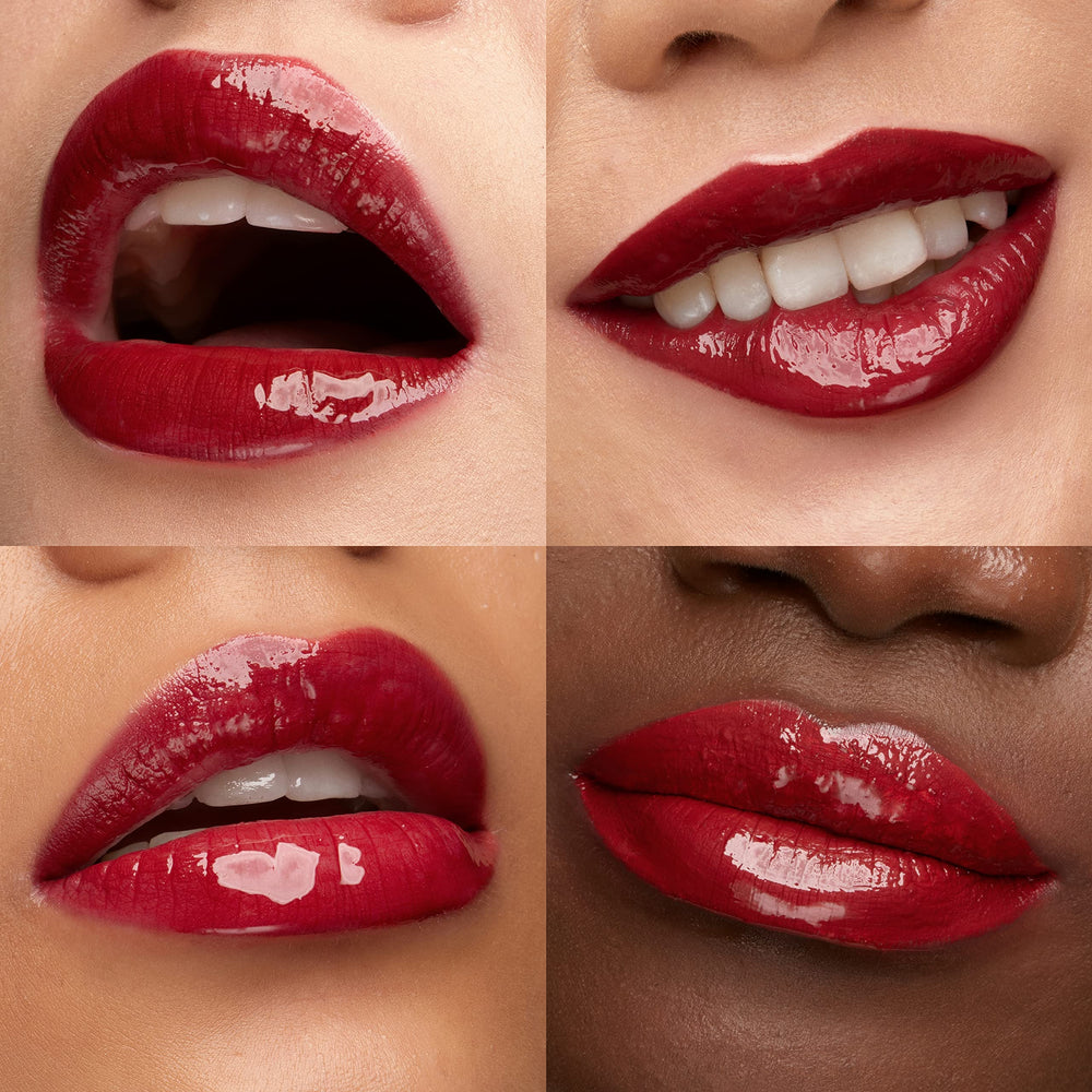 Kiko Milano on lips before and after showing vibrant shine and soft finish
