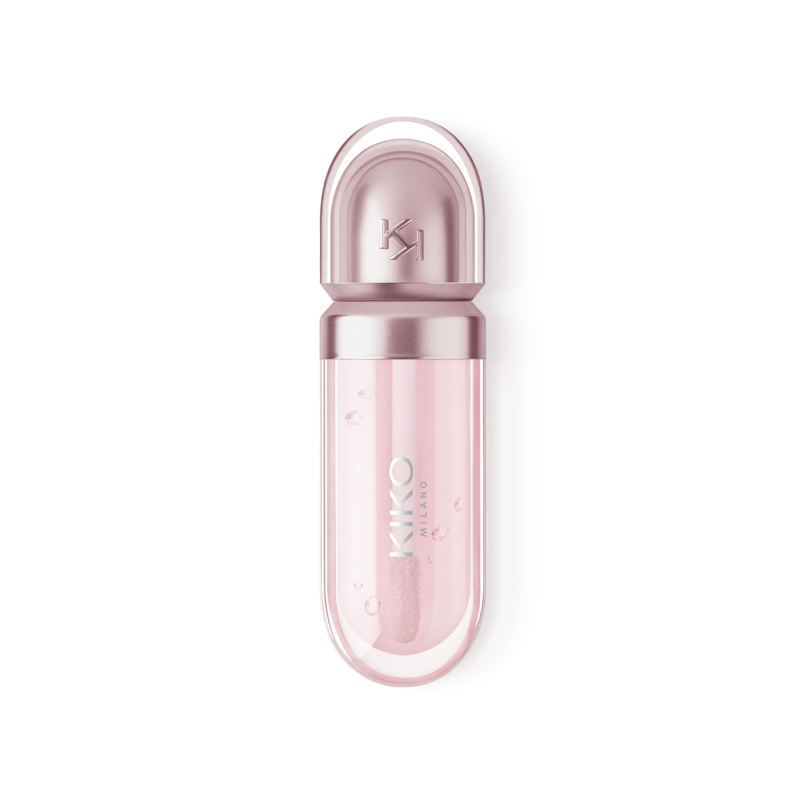 Kiko Milano glossed glass swatch texture demonstrating reflective, non-sticky finish