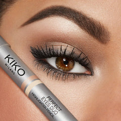 Kiko Milano pencil in use on brow bone creating defined, lifted appearance