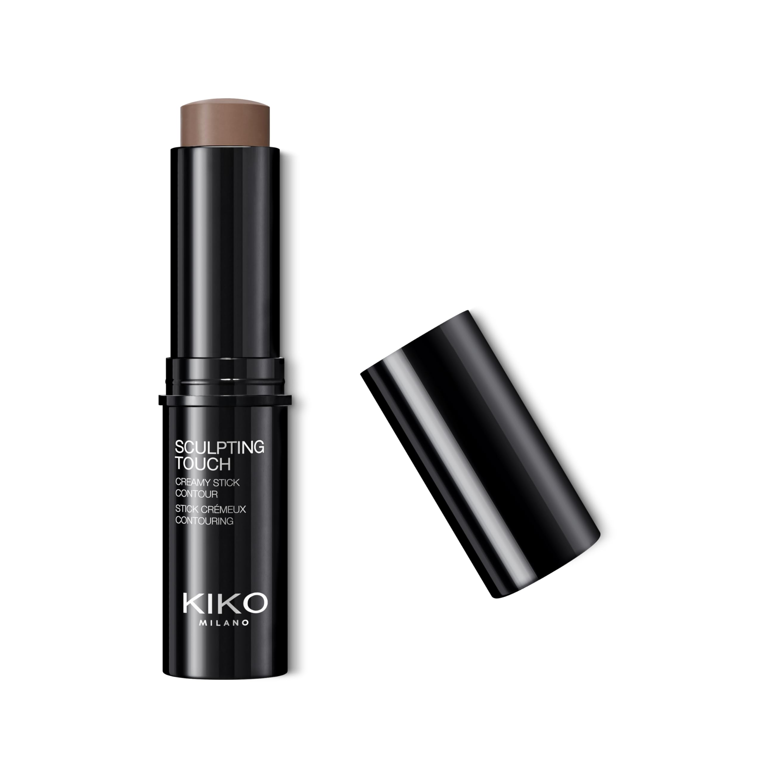 KIKO Milano contour stick front packaging showing sleek black tube and KK logo, professional look