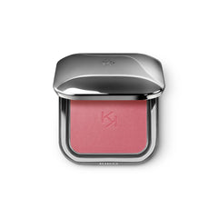 KIKO Milano front packaging showing sleek gunmetal compact and KK logo, premium travel-ready benefit