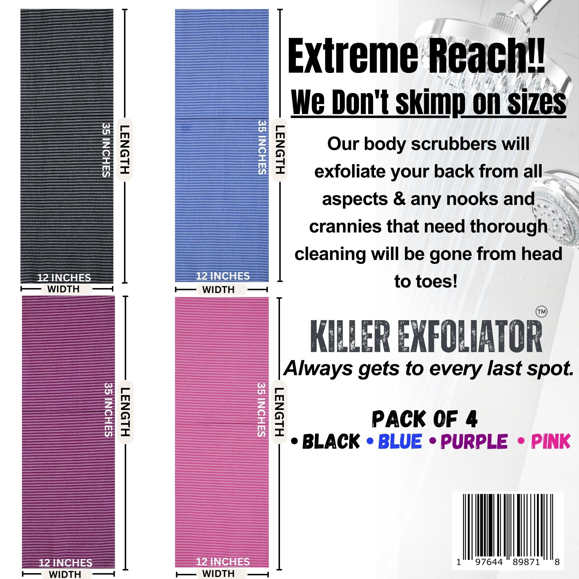 Killer Exfoliator next to a ruler showing exact size and scale