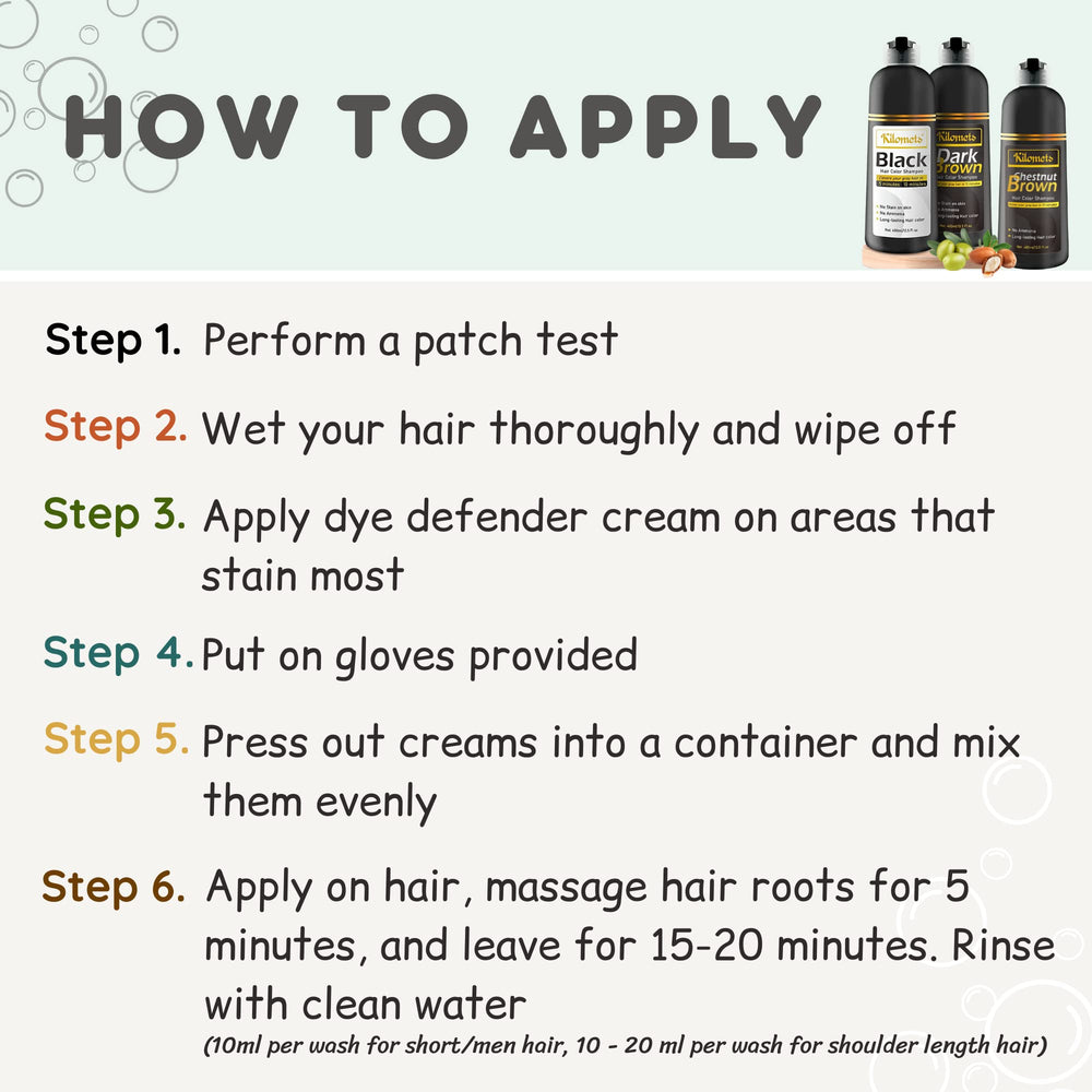 Kilomets applied to hair demonstrating easy at-home coloring and instant darkening benefit