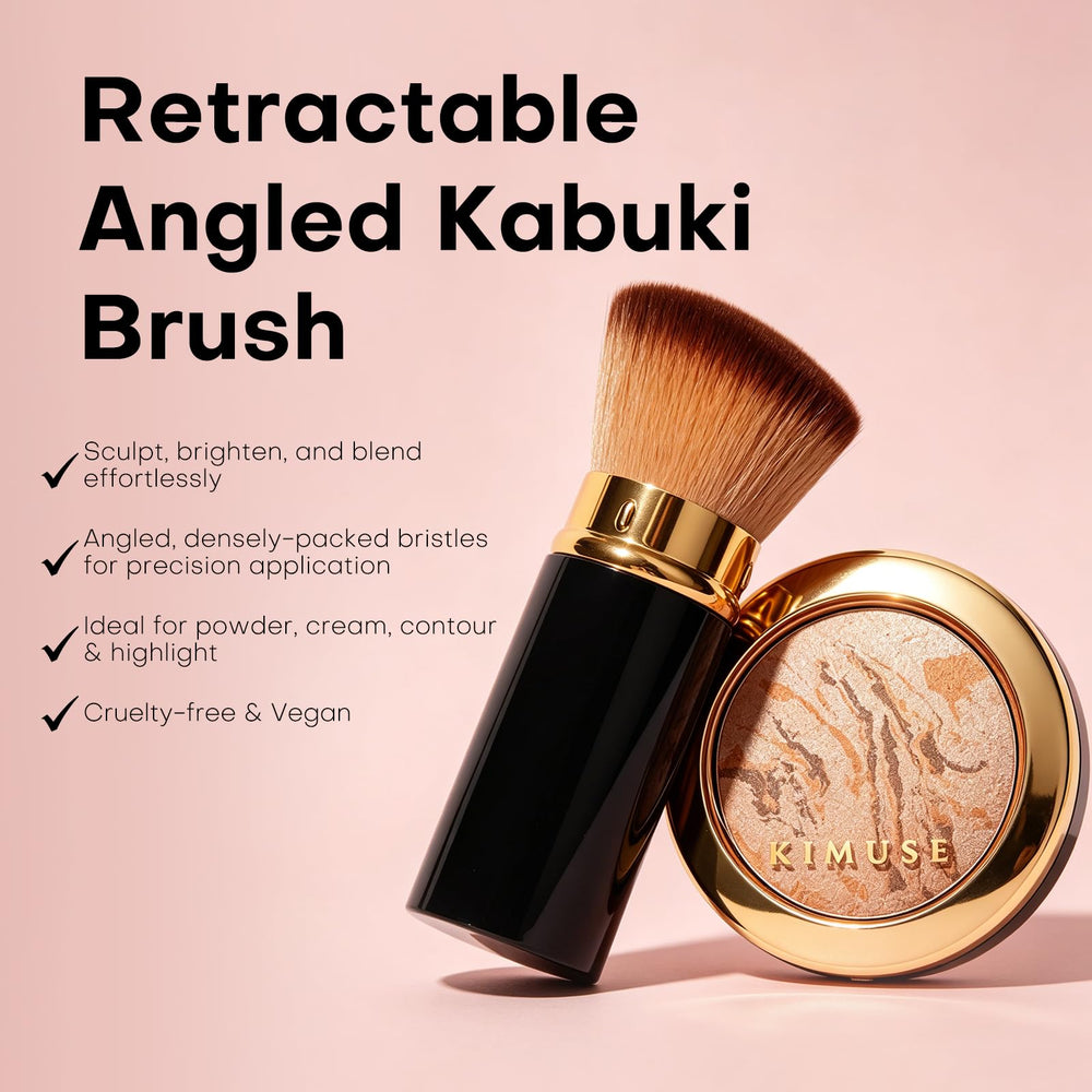 KIMUSE brush applying powder to skin for even coverage benefit