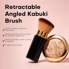 KIMUSE brush applying powder to skin for even coverage benefit