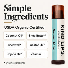 Kind Lips unscented tube label visible, ideal for sensitive skin and fragrance-free use