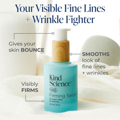 Kind Science pump dispensing serum droplet highlighting easy, precise application