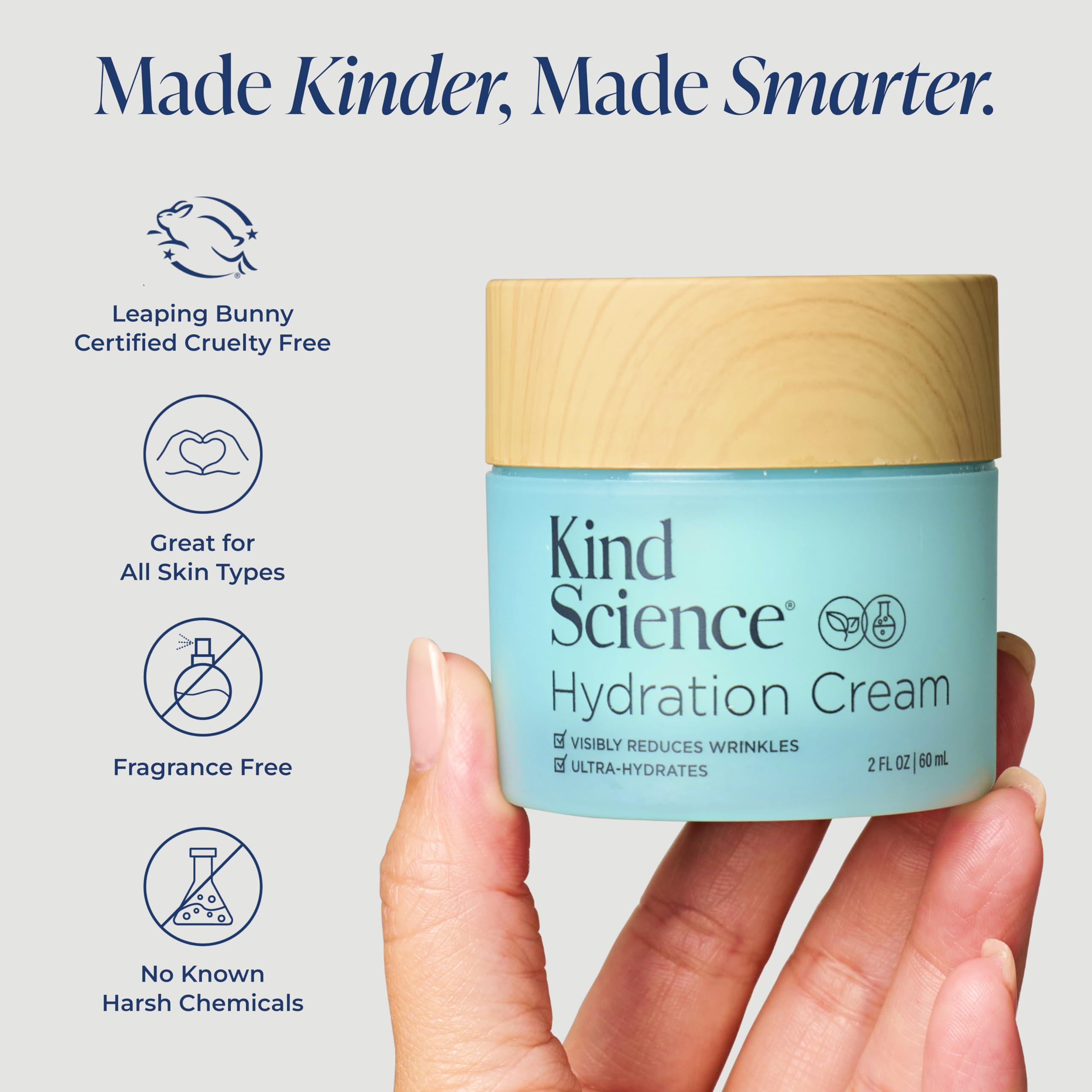 Kind Science 2 oz jar beside a coin to show compact travel-friendly size
