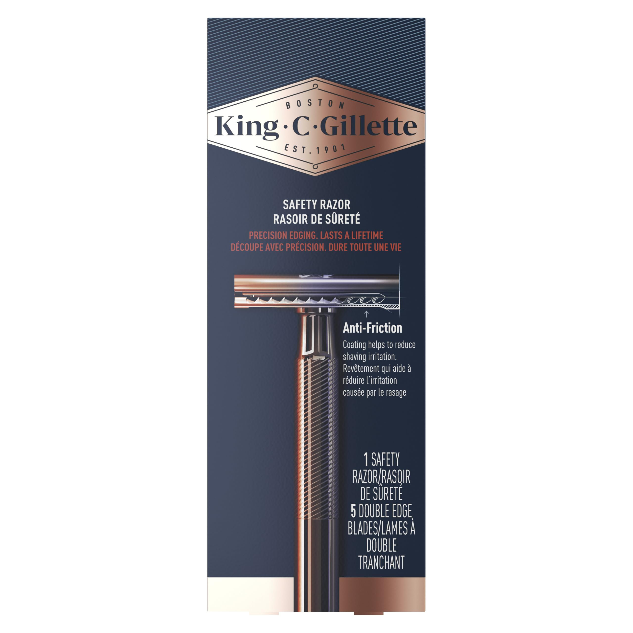 King C. Gillette razor styled on bathroom counter signaling heritage grooming