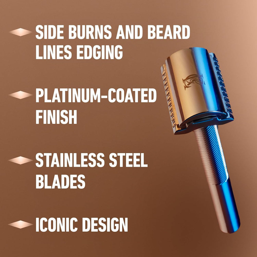 King C. Gillette razor next to a coin showing size and solid metal weight