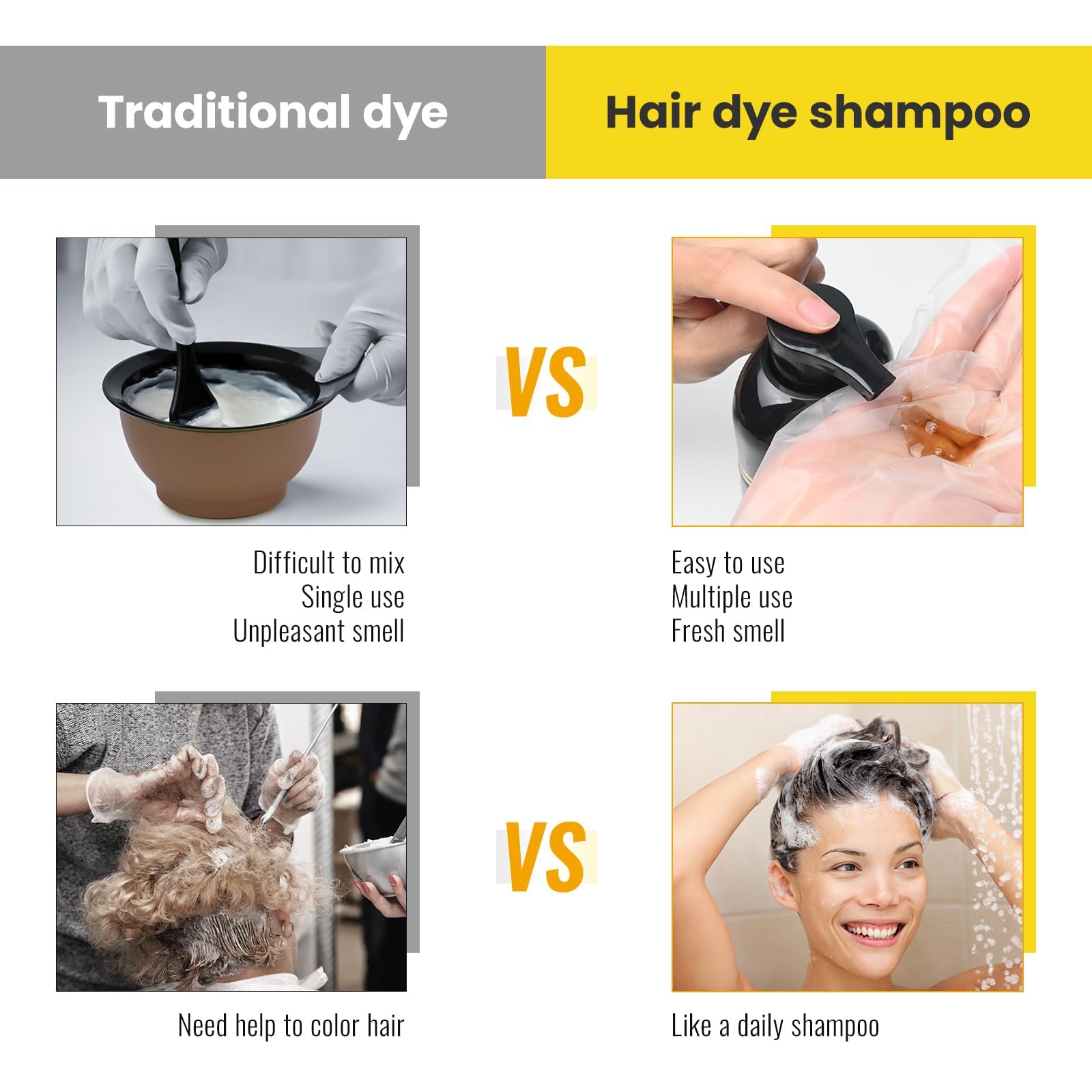 KINGMING applying dye shampoo to dry hair for better color uptake