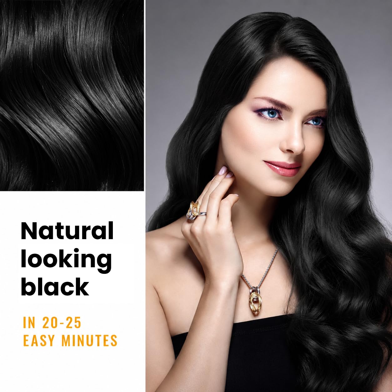 KINGMING before and after gray roots showing visible black coverage