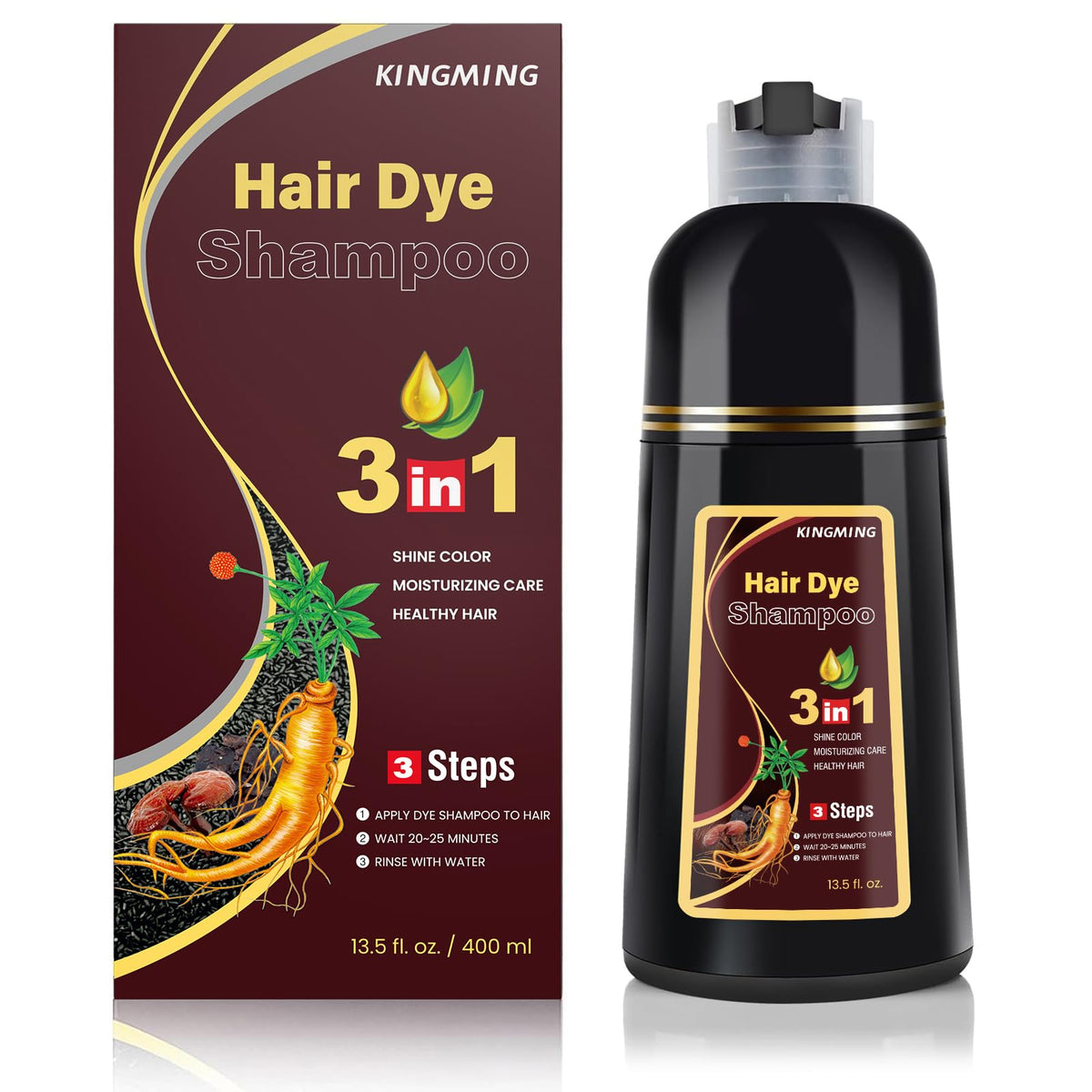 KINGMING front packaging showing product and benefit of quick gray coverage
