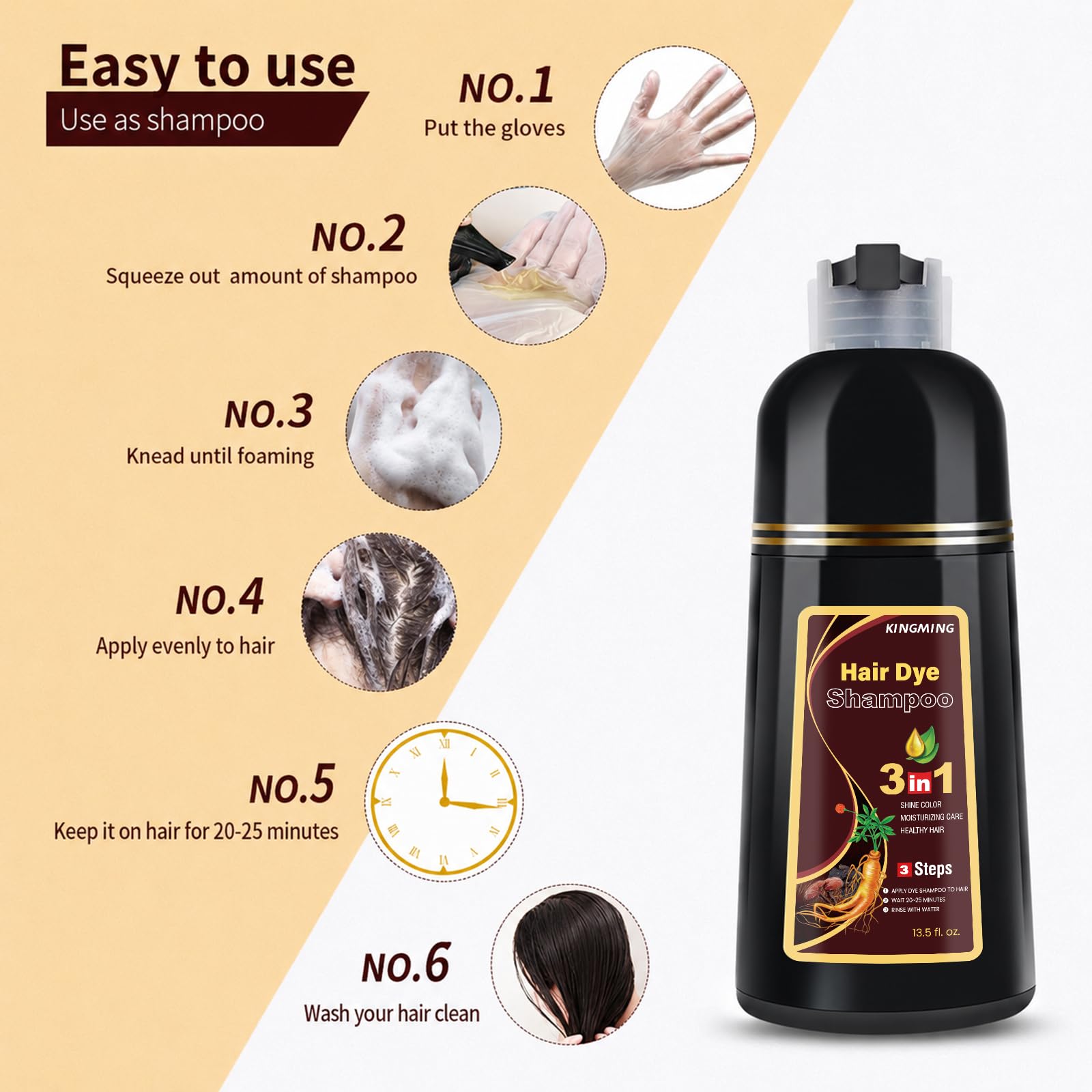 KINGMING label close-up showing instructions and conditioning ingredients