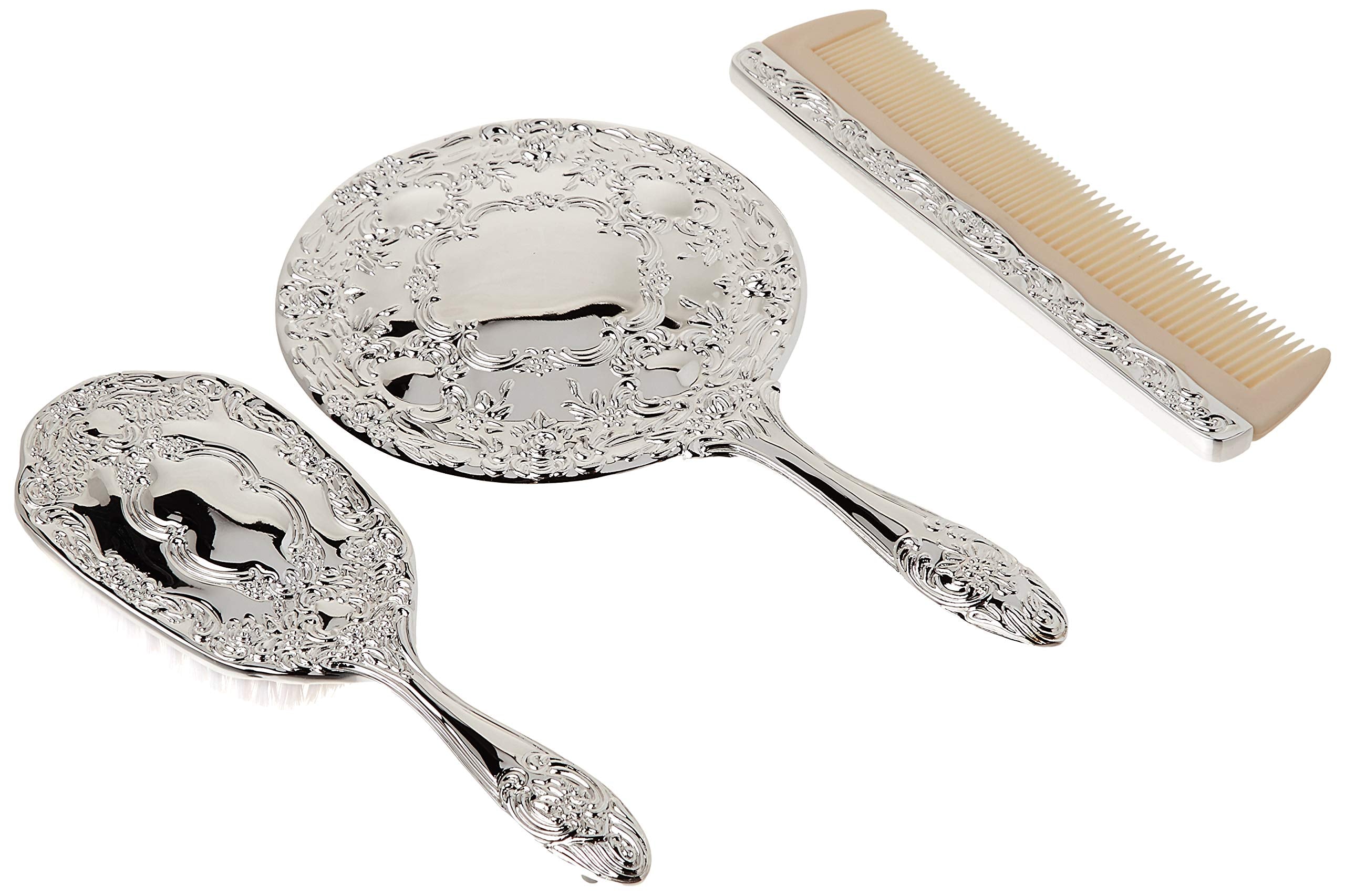 Kingsley brush and comb detail showing weighted metal handles for better control