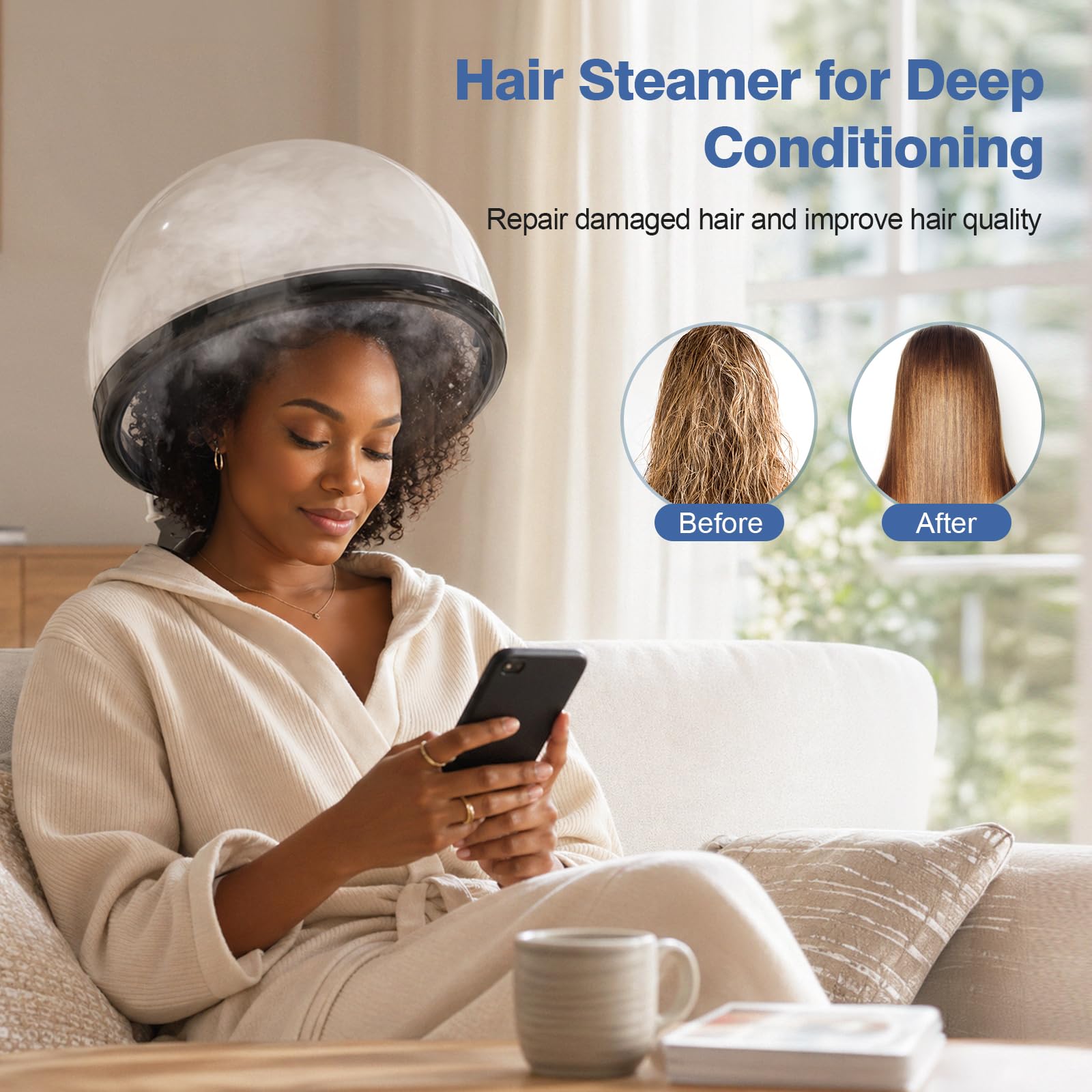 Kingsteam hair hood detail highlighting even steam delivery benefit