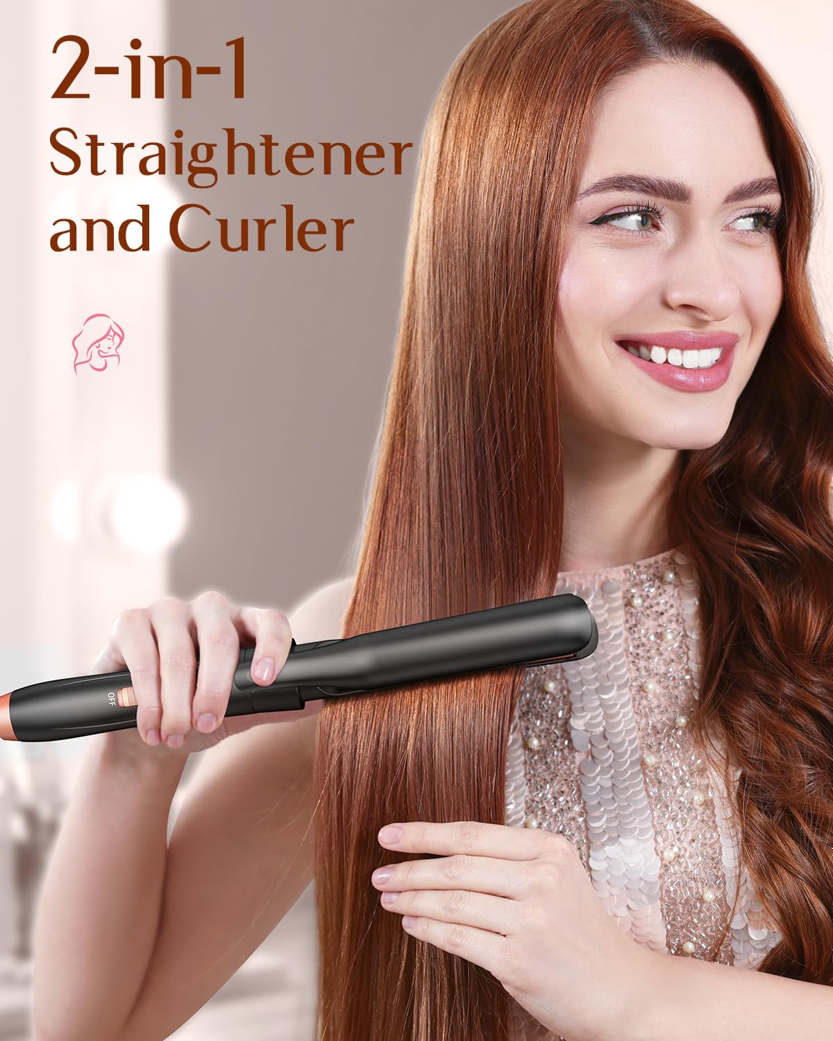 Kinked 1‑inch curling iron barrel image showing compact size for tight curls and bounce