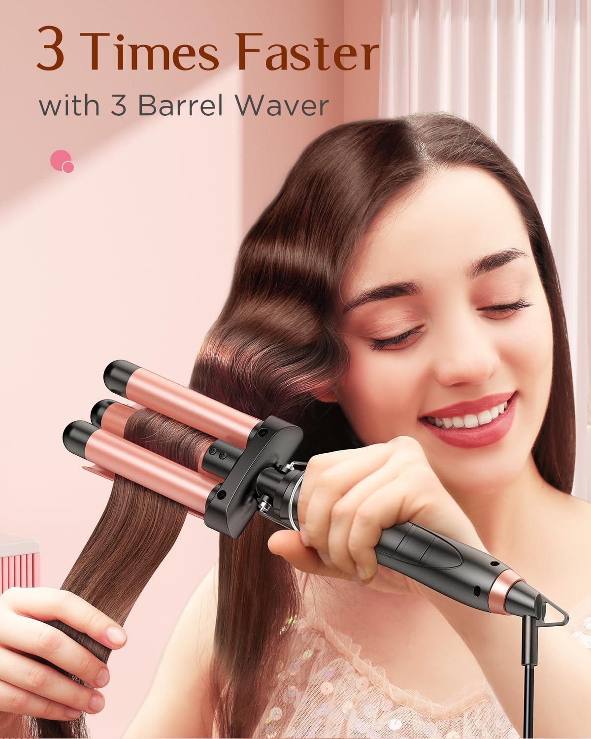 Kinked flat iron closeup with ceramic plates delivering smooth, frizz‑reducing straightening