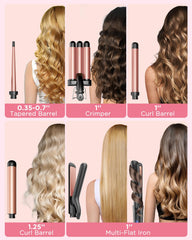 Kinked three‑barrel crimper detail showing textured waves and even heat distribution benefit