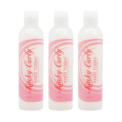 Kinky Curly product being applied to damp hair demonstrating easy detangling
