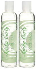 Kinky Curly front packaging showing bottles and clear labeling for travel-friendly cleansing