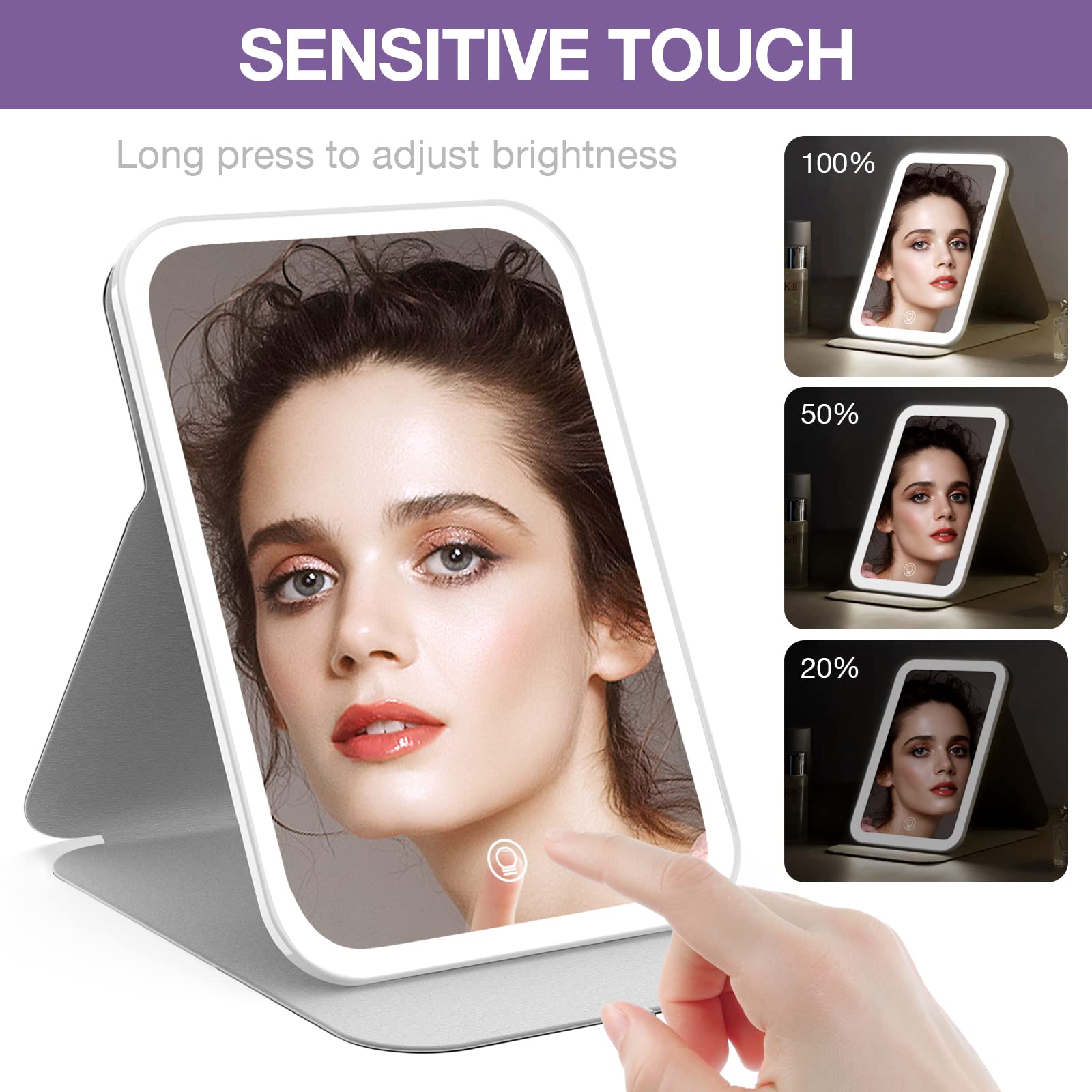 Kintion on vanity with makeup, consistent lighting for application benefit
