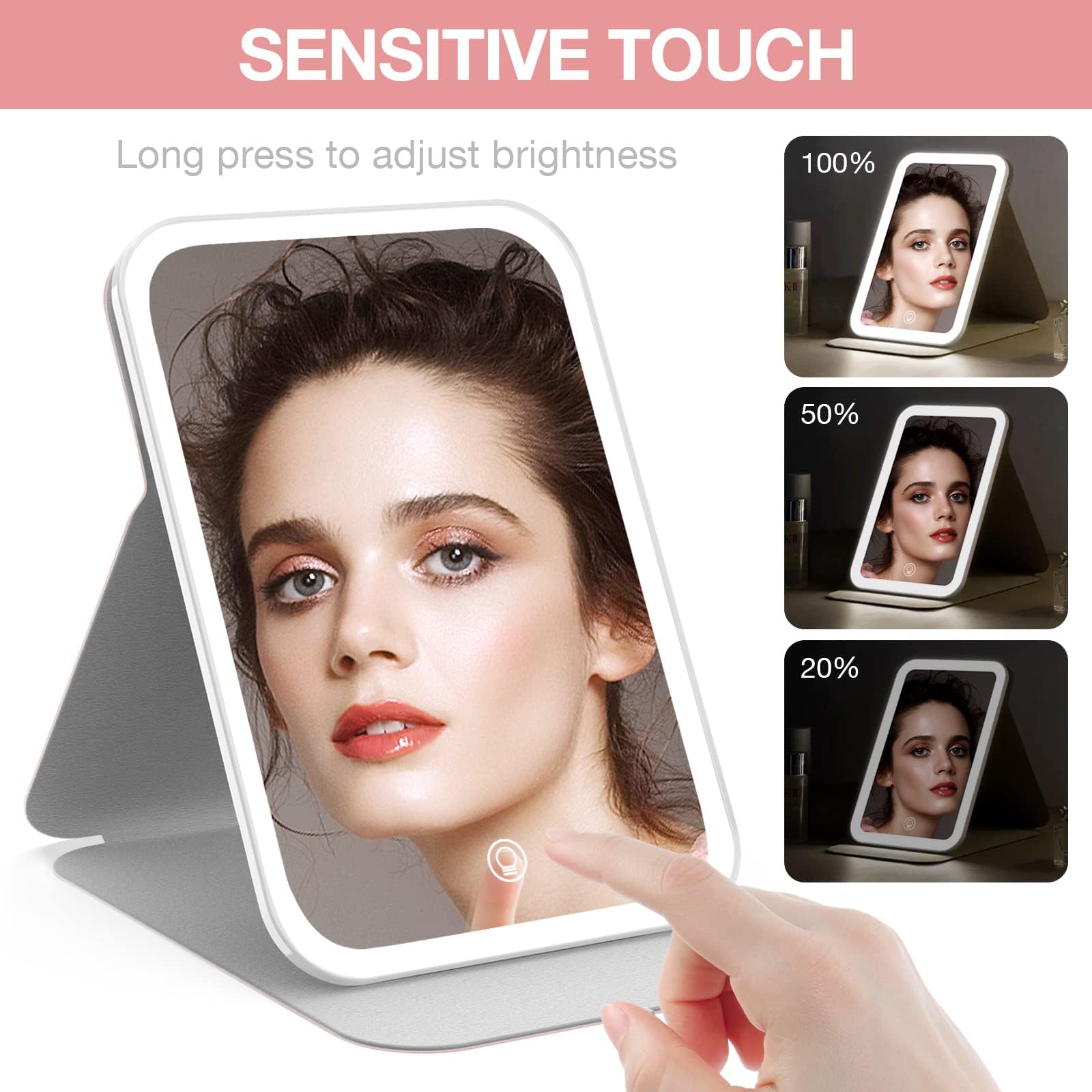 Kintion mirror packed in travel case with cosmetics highlighting on-the-go convenience