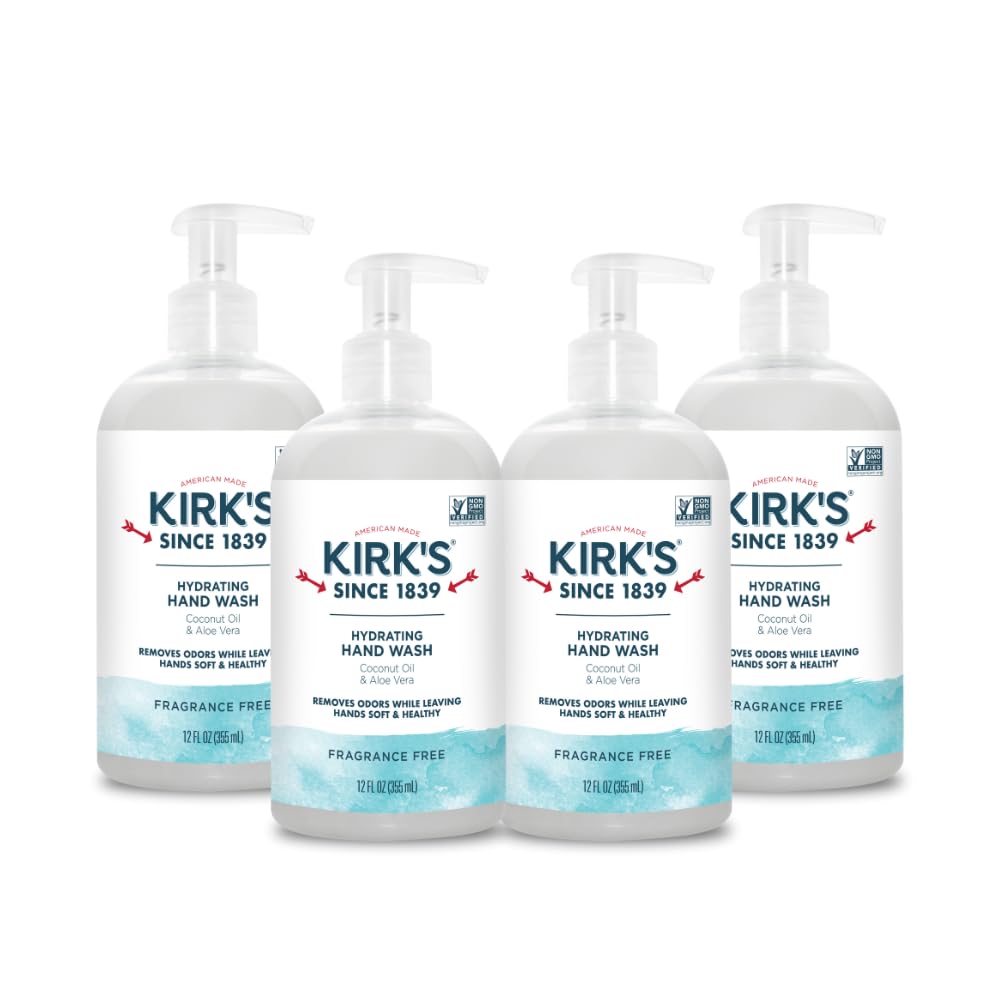 Kirk's front packaging 12oz pump showing product and brand benefit