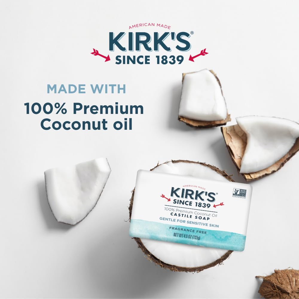 Kirk's travel bar inside toiletry kit for convenient scent-free cleansing