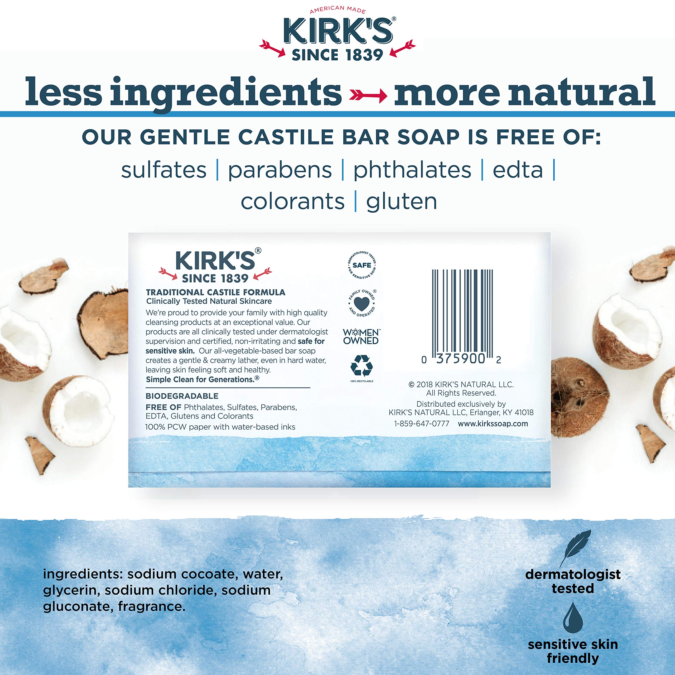 Kirk's bar drying on a soap dish highlighting longer-lasting use