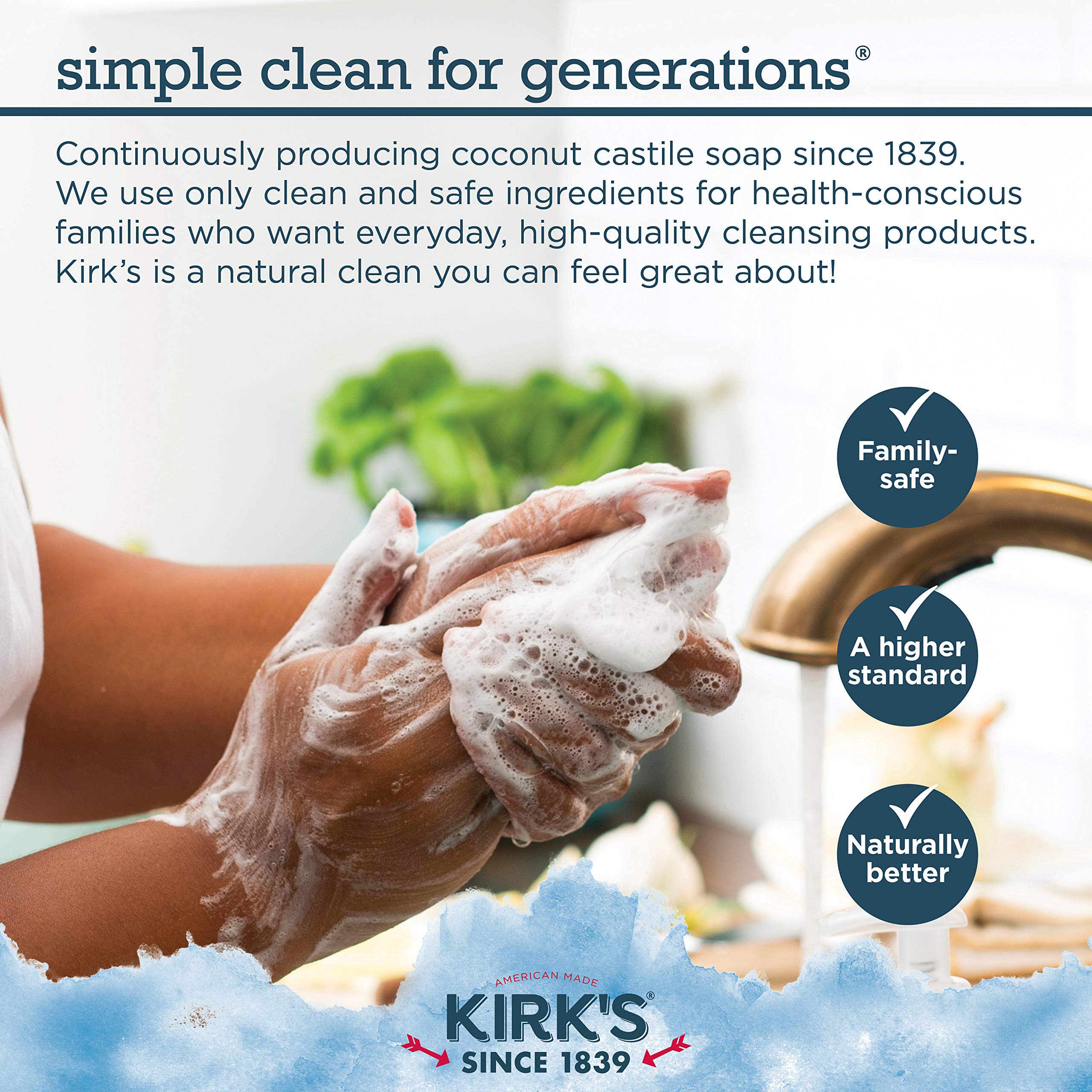 Kirk's soap on bathroom sink conveying everyday household use