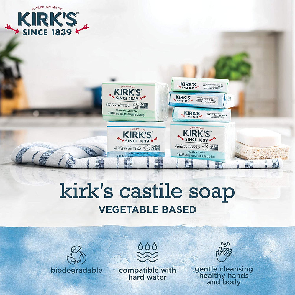 Kirk's bar draining on soap dish demonstrating longer-lasting storage benefit