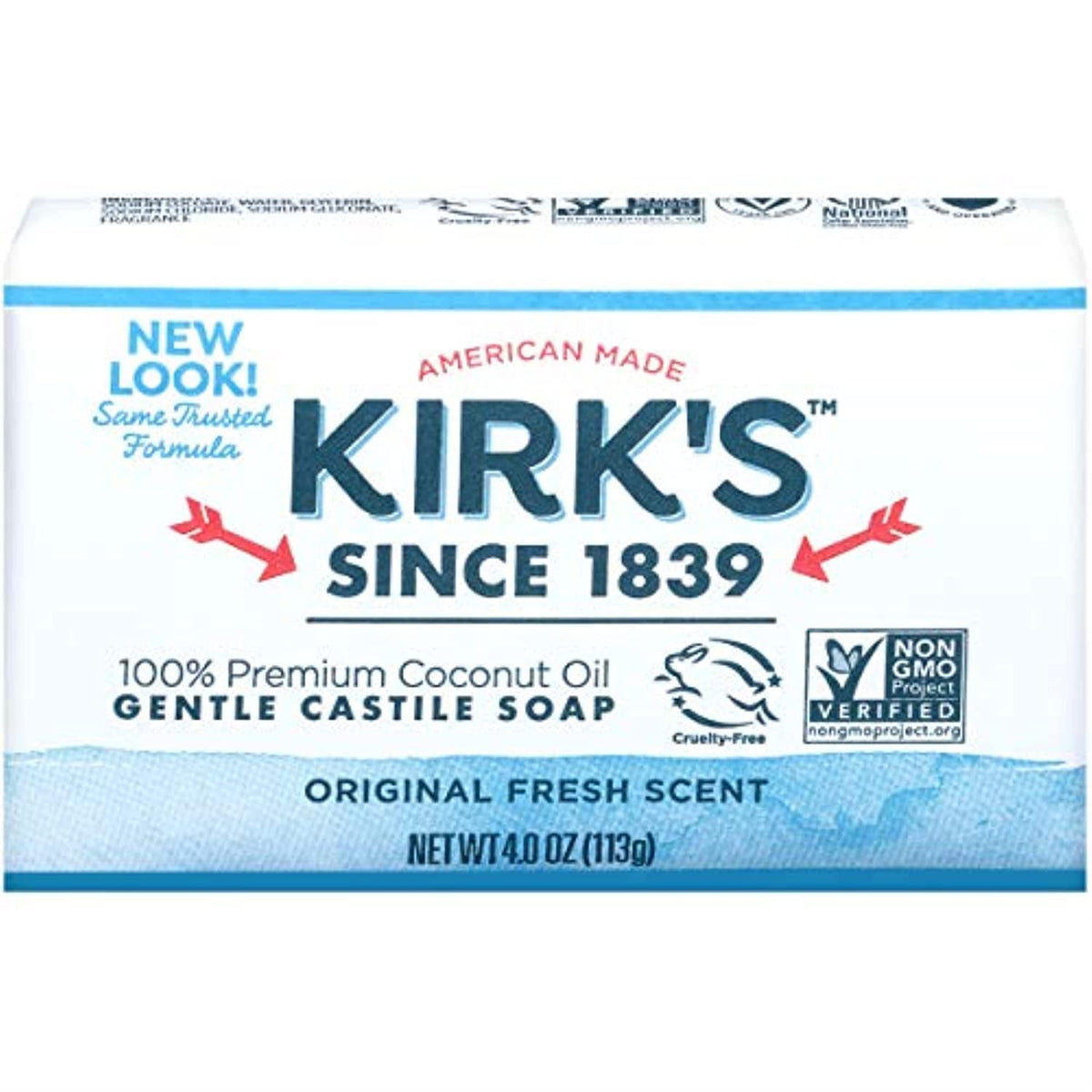 Kirk's front packaging showing product and pack size, clear purchase detail benefit