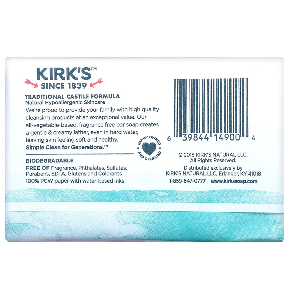 Kirk's single 4oz bar top view displaying compact shape and easy handling benefit